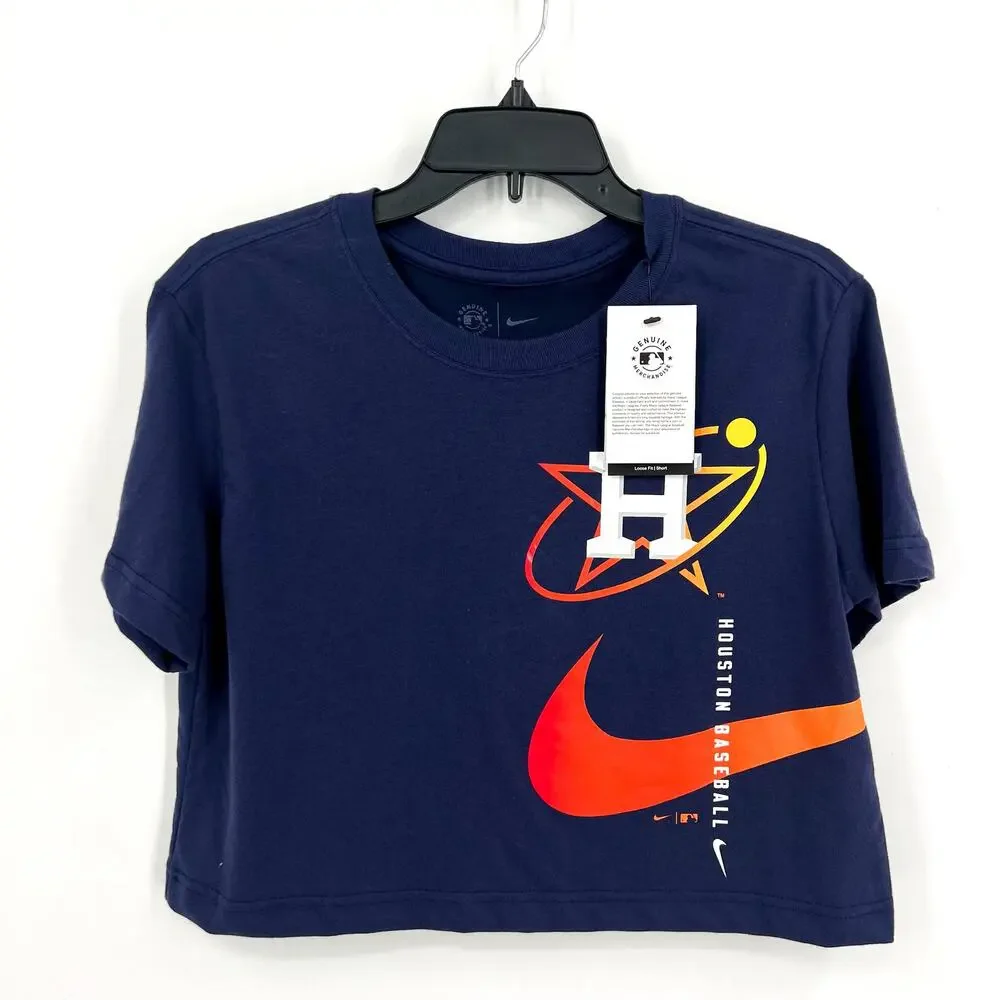 NIKE Womens Houston Astros City Connect Cropped T-Shirt XS Navy Blue NWT_2